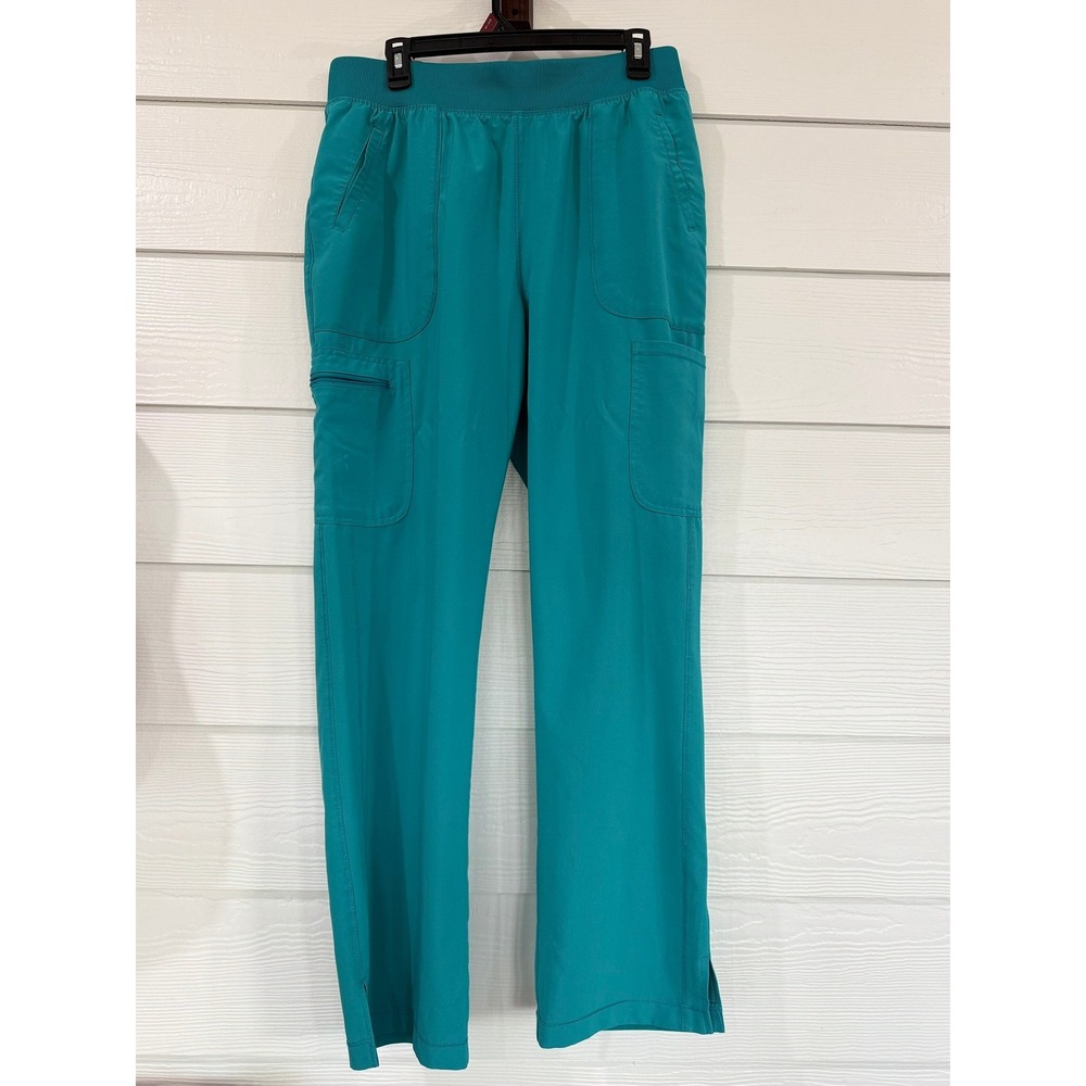 B- 66- Cherokee Infinity Mid Rise Tapered Leg Scrub Pants Teal Blue CK065A Large
